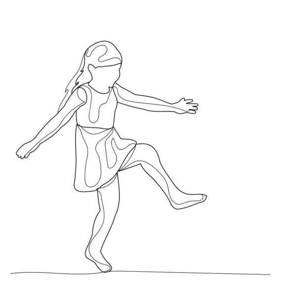 Vektor Isoliert Skizze Mit Linien Kind Mädchen Auf Weißem Hintergrund — Stockvektor
