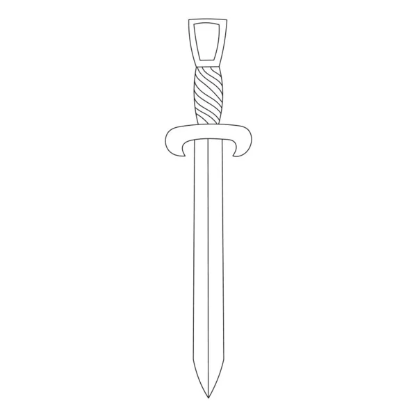 Arma Aislada Afilada Espada Contorno Sable — Vector de stock