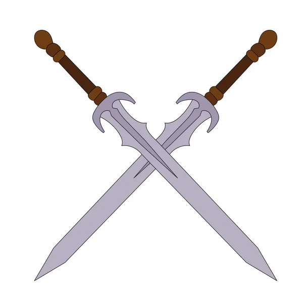 Weißer Hintergrund Zwei Schwerter Säbel — Stockvektor