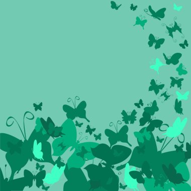 Kelebekli vektör arkaplan, yeşil