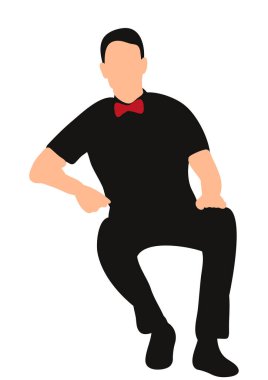 Oturan bir adamın vektör, izole, silueti.