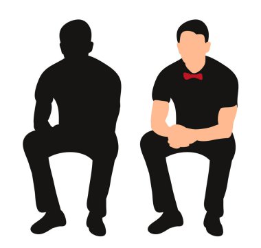  İzole edilmiş, siluetli adam oturuyor, dinleniyor.