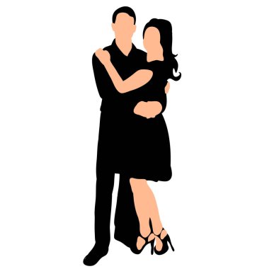  Bir erkek ve bir kızın silueti, aşk, bir randevu.