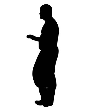 Vektör, izole, siluet adam yan yan duruyor.