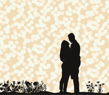 Bir erkek ve bir kızın vektör silueti.