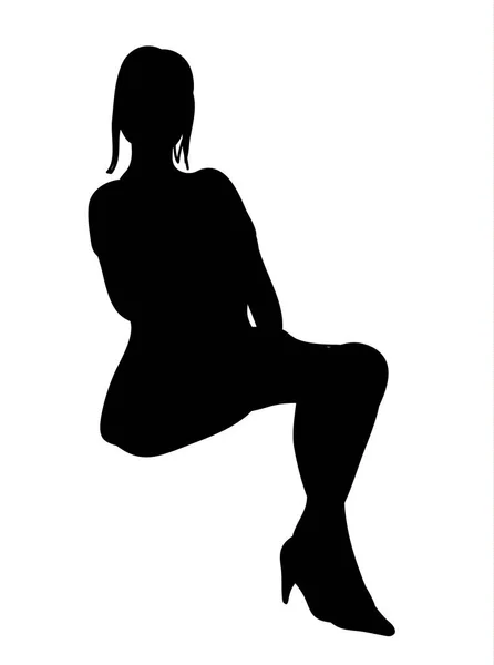 Silhouette Isolée Fille Assise Loisirs — Image vectorielle