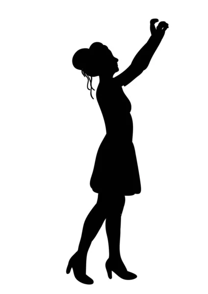 Vecteur Isolé Silhouette Fille Attrape Balle — Image vectorielle