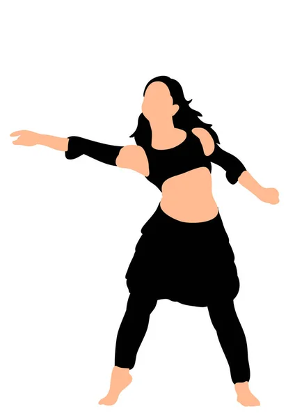 Isolated Silhouette Girl Dancing Dance — Stock Vector