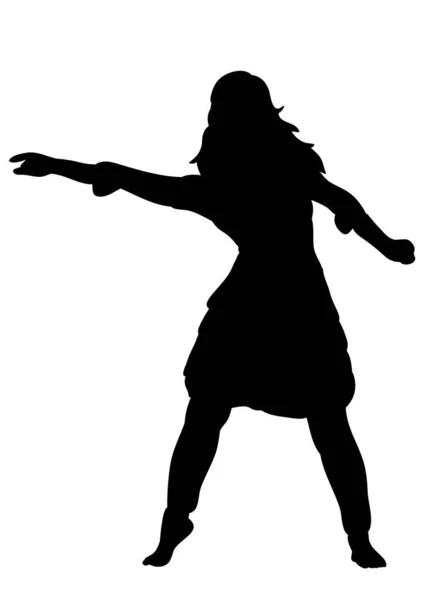 Vecteur Isolé Silhouette Une Fille Dansant Une Danse — Image vectorielle