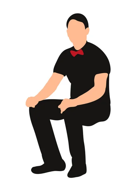 Vector Isolated Silhouette Seated Man Recreation — Stock Vector