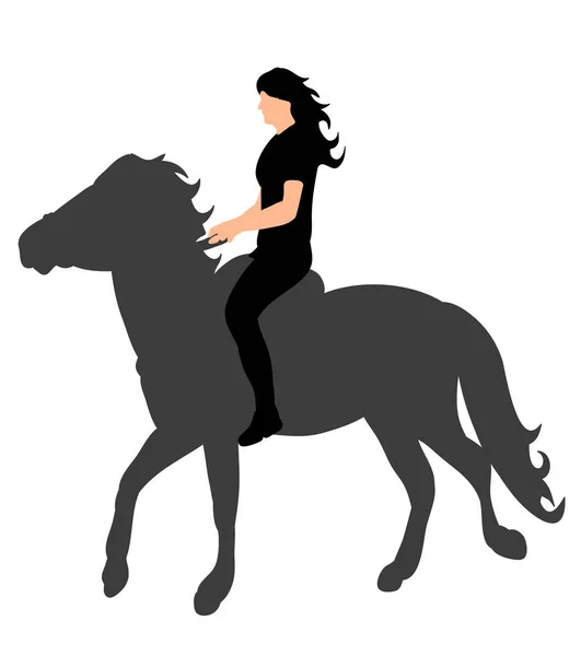Atın Üstüne Atlayan Bir Kızın Izole Edilmiş Silueti — Stok Vektör