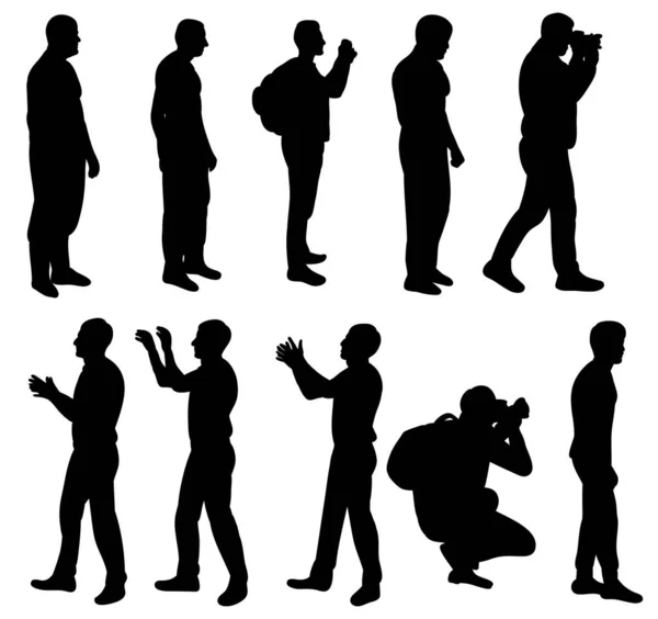 Vector Isolated Silhouette Man Collection — Stock Vector