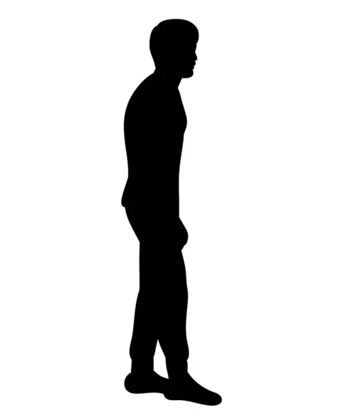 Απομονωμένη Σιλουέτα Άνθρωπος Στέκεται Μαύρο — Διανυσματικό Αρχείο