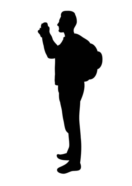 Silhouette Homme Avec Caméra — Image vectorielle