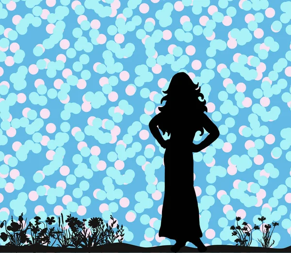 Güzel bir kızın vektör silueti.