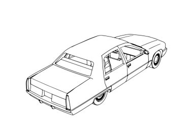 eskiz retro araba vektörü