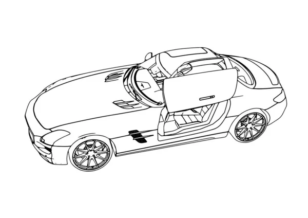 Croquis Vecteur Voiture Sport — Image vectorielle