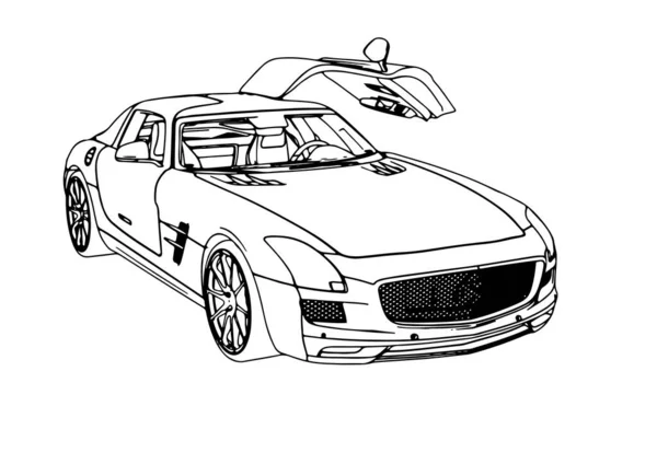 Croquis Vecteur Voiture Sport — Image vectorielle