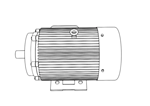 Esboço Motor Elétrico Vetor —  Vetores de Stock