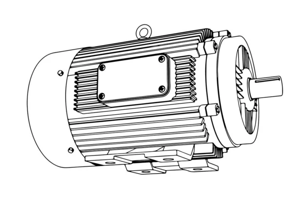 Outline Electric Motor Vector — Stock Vector