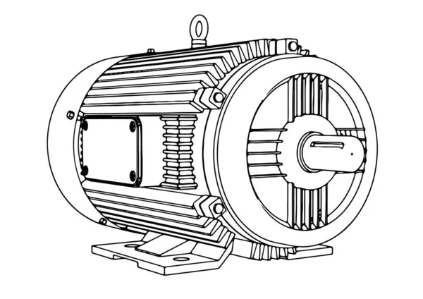 Esboço Motor Elétrico Vetor — Vetor de Stock