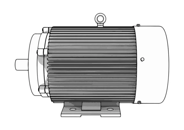 Esboço Motor Elétrico Vetor —  Vetores de Stock