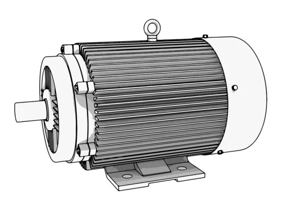 Esboço Motor Elétrico Vetor — Vetor de Stock