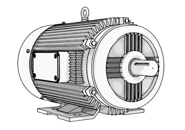 Körvonalazott Elektromos Motorvektor — Stock Vector
