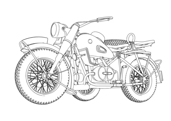 Skizze Motorrad Vektor Auf Weißem Hintergrund — Stockvektor