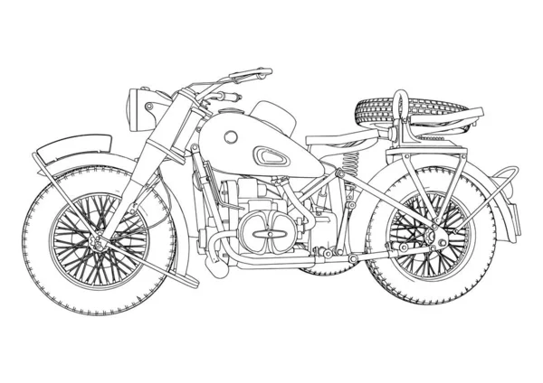 Croquis Vecteur Moto Sur Fond Blanc — Image vectorielle