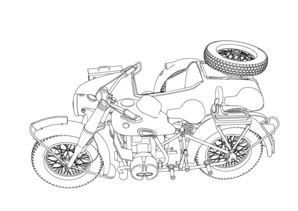 Kreslit Motocykl Vektor Bílém Pozadí — Stockový vektor