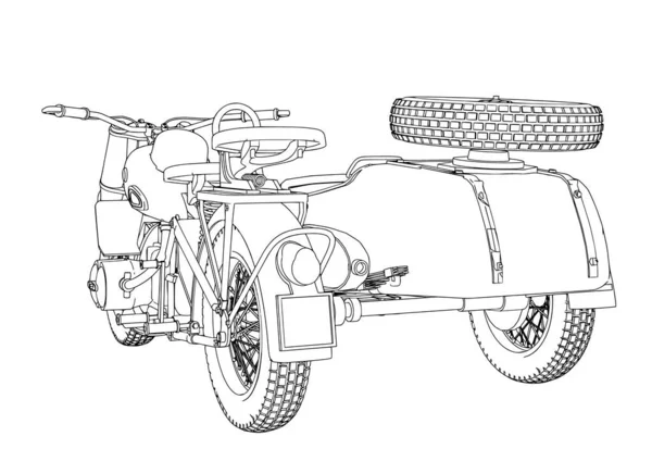 白い背景にオートバイのベクトルをスケッチ — ストックベクタ