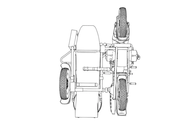 Sketch Motorcycle Vector White Background — Stock Vector