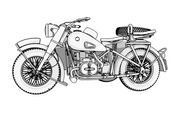 Sketch Motorcycle Vector White Background — Stock Vector