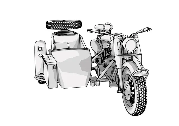 Sketch Motorcycle Vector White Background — Stock Vector