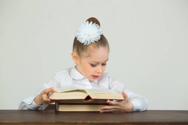 gri bir arka plan üzerine bir yay oturma okuma kitap ile güzel genç kız