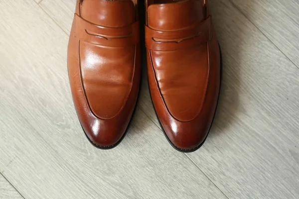 Stylish Classic Brown Shoes Floor — Stock Photo, Image