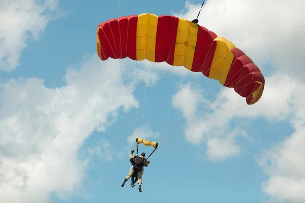 Flying Skydiver Blue Sky Clouds Stock Picture