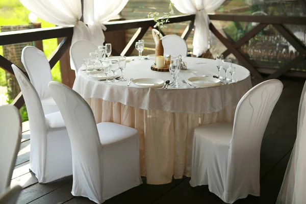Belle Décoration Table Festive Dans Restaurant — Photo