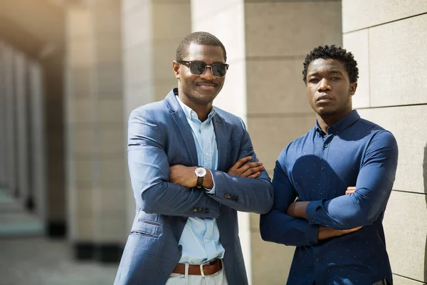 Meeting Two Handsome Young African Men — Stock Photo, Image