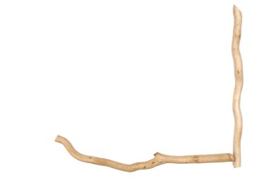 Kenarlık çerçeve ahşap bahçevan sopa beyaz arka plan üzerinde izole yapılmış. Doğal dekorasyon nesne.