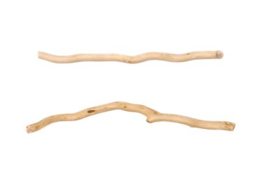 Beyaz arka plan üzerinde izole ahşap bahçevan sopa. Doğal dekorasyon nesne.