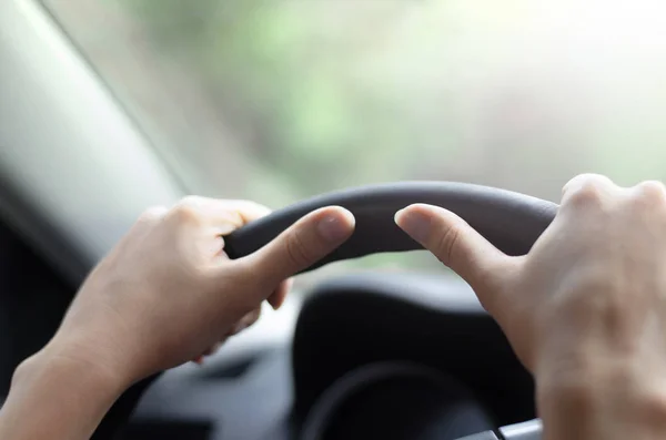 Mãos Volante Conceito Viagem Condução — Fotografia de Stock