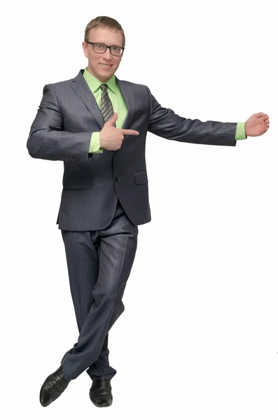 Щасливий Бізнесмен Тримає Руці Копію Простору Плакату Або Плаката Повідомлення — стокове фото