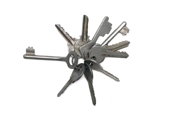 Bunch Old Keys Isolated White Background — Stock Photo, Image