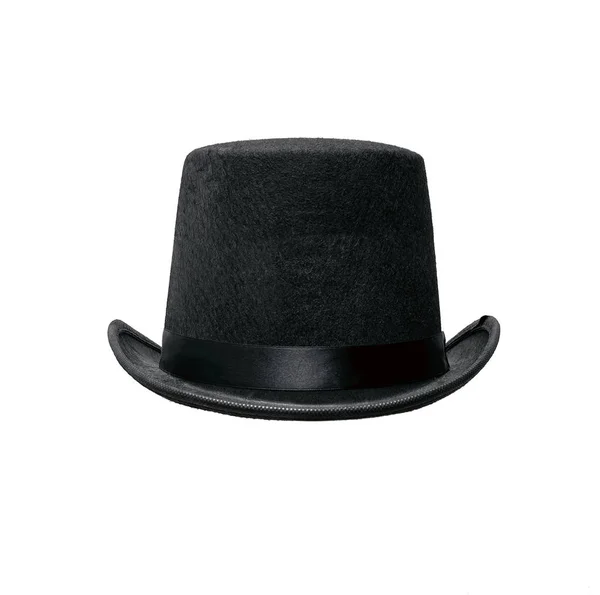 Черный Котелок Шляпа Изолированы Белом Фоне — стоковое фото