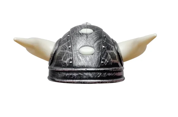 Casque Viking Avec Cornes Isolées Sur Fond Blanc — Photo