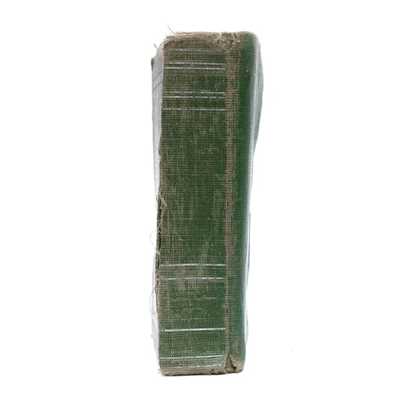 Vieux Livre Avec Couvercle Vert Isolé Sur Fond Blanc — Photo