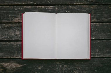 Tablo boş boş sayfaları ile açık kitap.