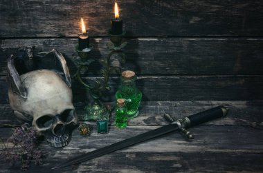 Sihirli tablo arka plan. Büyücülük kavramı.